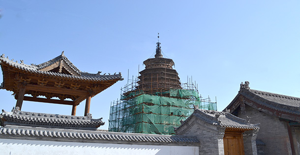 浑源县对国保文物圆觉寺释迦塔进行修缮